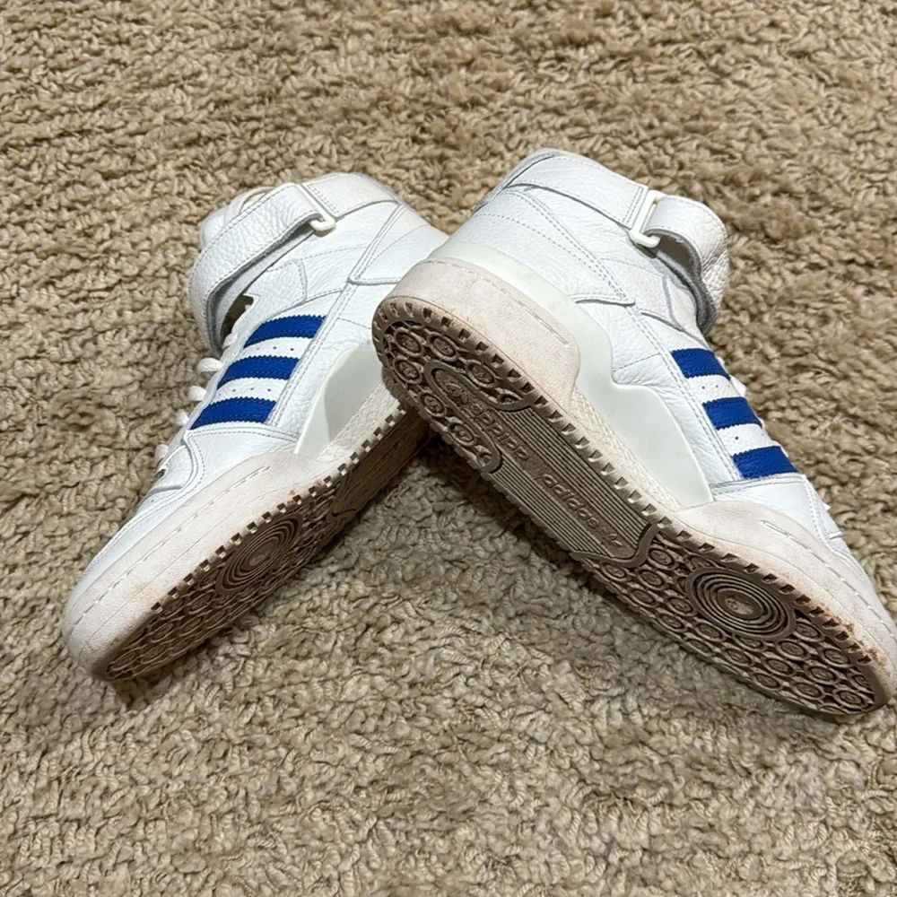 Adidas Forum Blue White Velcro Top High Top Men’s Tennis Shoes